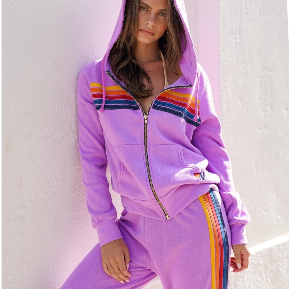 ⚡️Aviator Nation 5 Stripe Set in neon purple - like new!⚡️